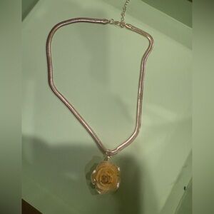 New upcycled Chanel Elegant yellow  Flower  Necklace